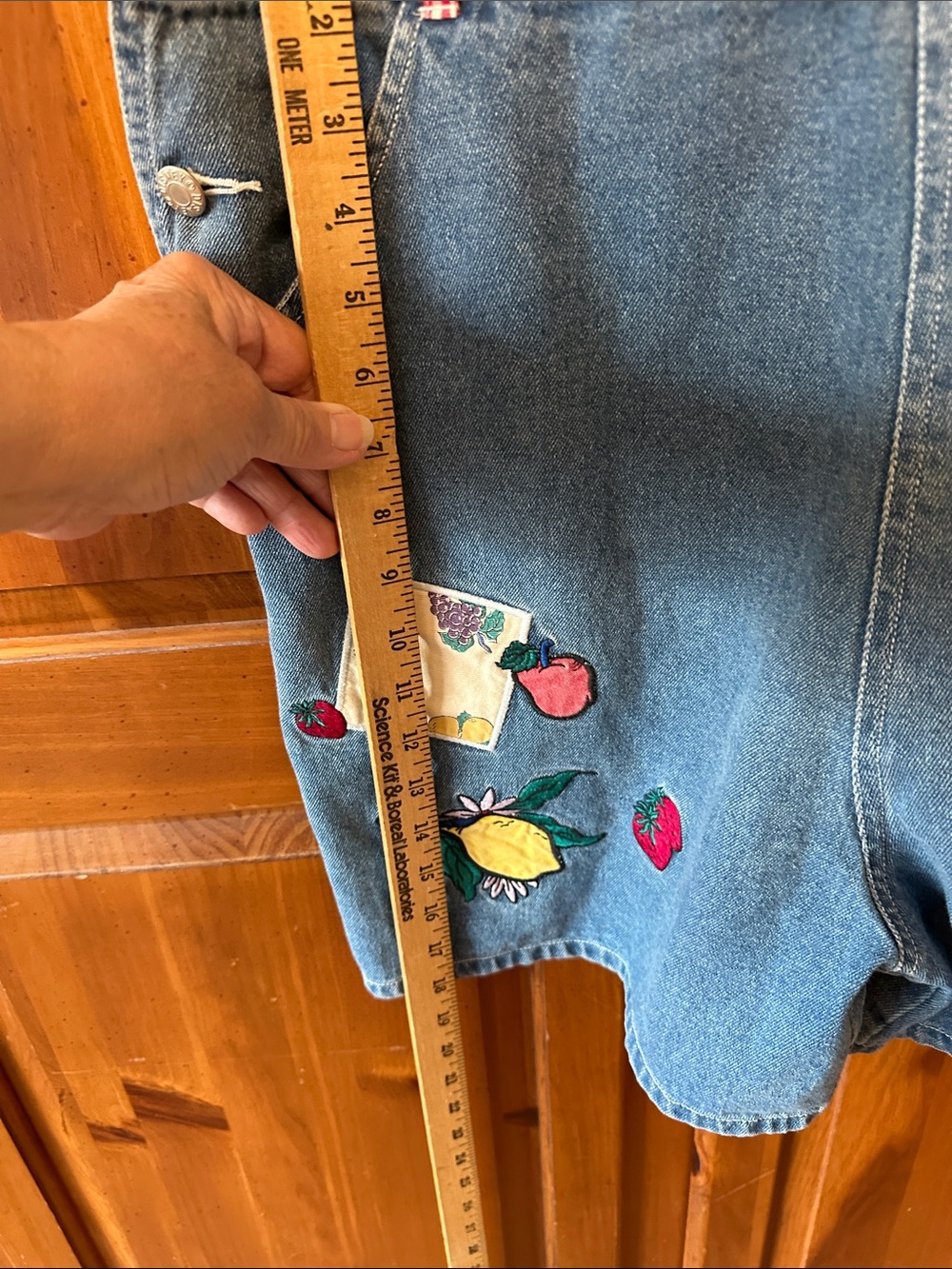 NWT Winnie the Pooh Denim Short Overalls with Picnic Patchwork XL - Picture 4 of 6